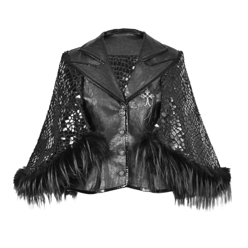Gothic Office Siren Fur Suit Cape Cloak Coat For Women