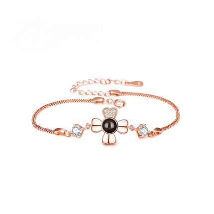 Sterling Silver Bracelet Language Photo Projection Minimalist Model