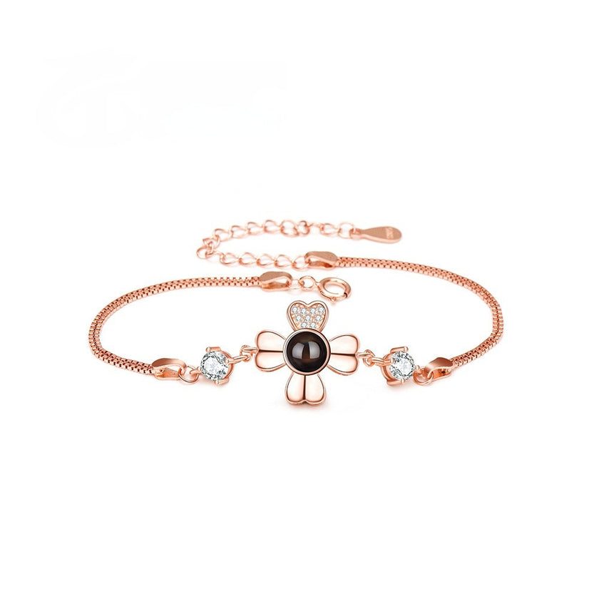 Sterling Silver Bracelet Language Photo Projection Minimalist Model