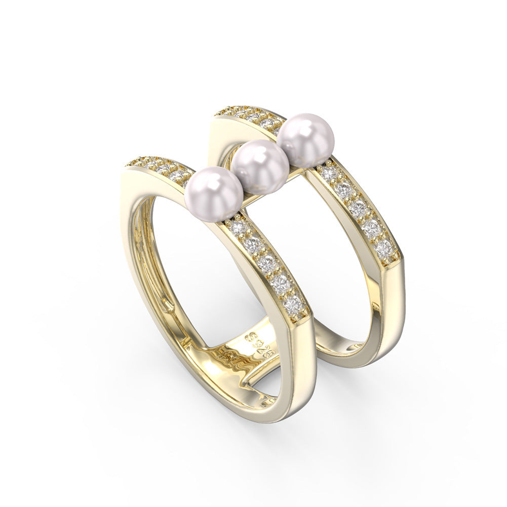 Natural Pearl Ring S925 Silver Index Finger