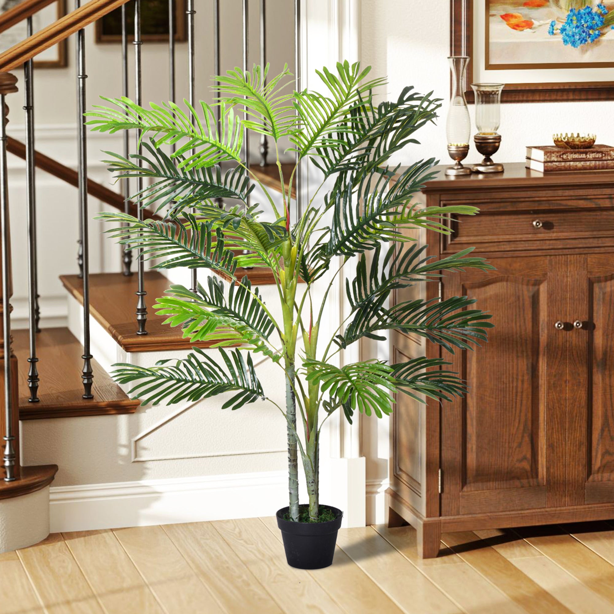 2 Ball Topiary Tree In Pot For Home Decor, Artificial Plant For Home Office, Living Room Decor, Dark Green