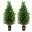 2 Pack 3' Artificial Cedar Topiary Tree Faux Plant UV Decor In/Outdoor
