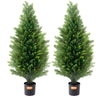 2 Pack 3' Artificial Cedar Topiary Tree Faux Plant UV Decor In/Outdoor