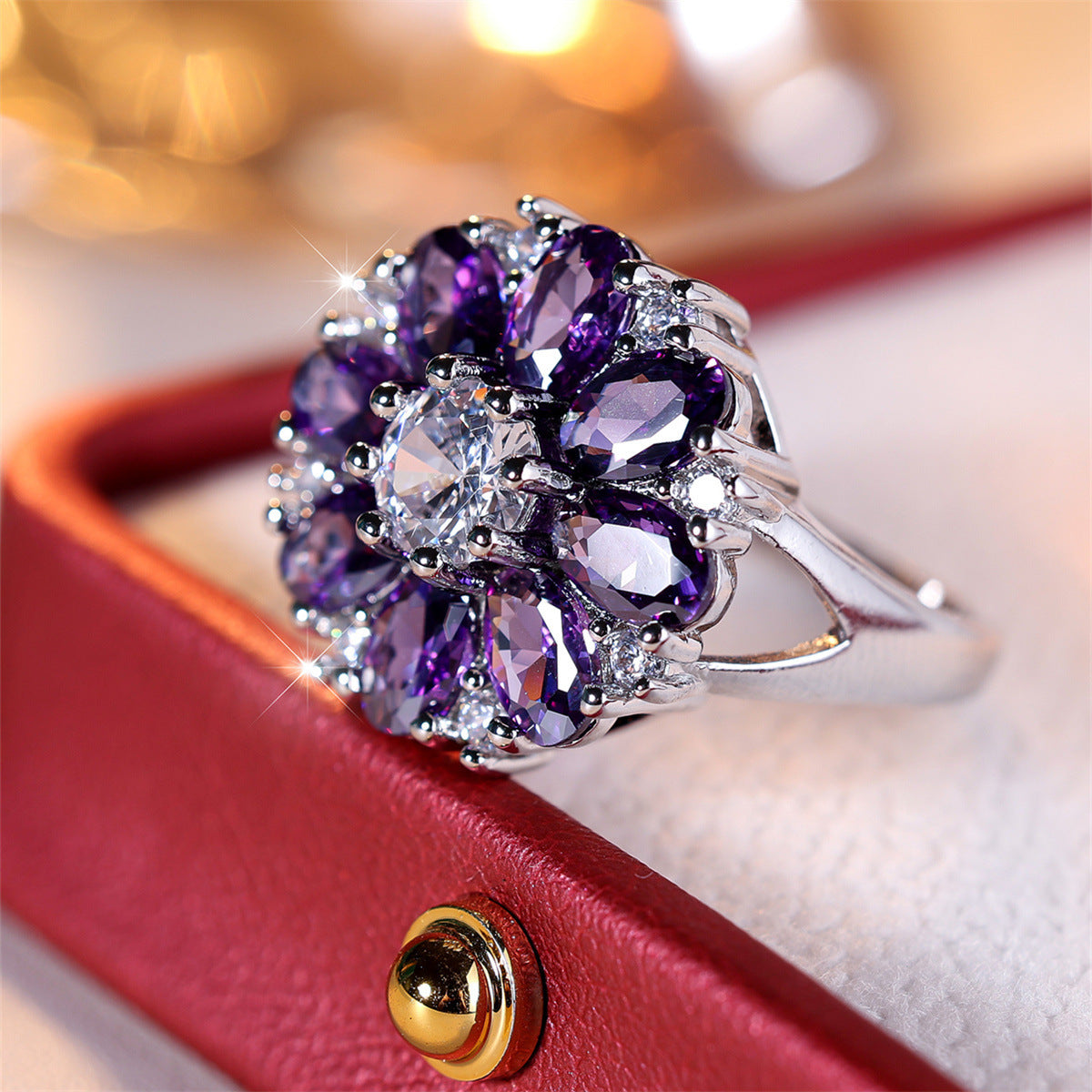 Petal-shaped Flower Ring Simple Personality Special Interest Light Luxury