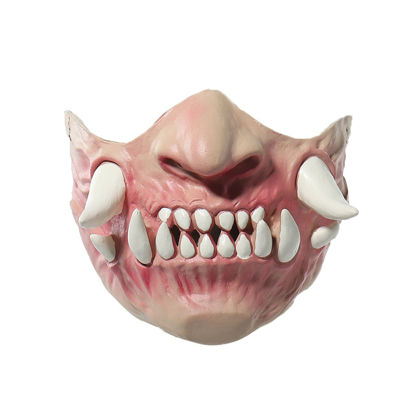 Latex Half Face Horror Tooth Mask Headgear