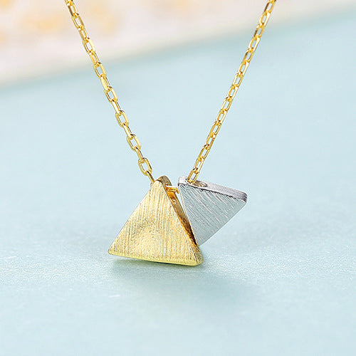 Mid-ancient Classic Style Necklace S925 Silver Pendant Triangle Elegant Graceful Jewelry