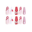 Wear Nail Nail Stickers Ice-permeable Grapefruit Red Chessboard Grid Manicure White Fake Nails