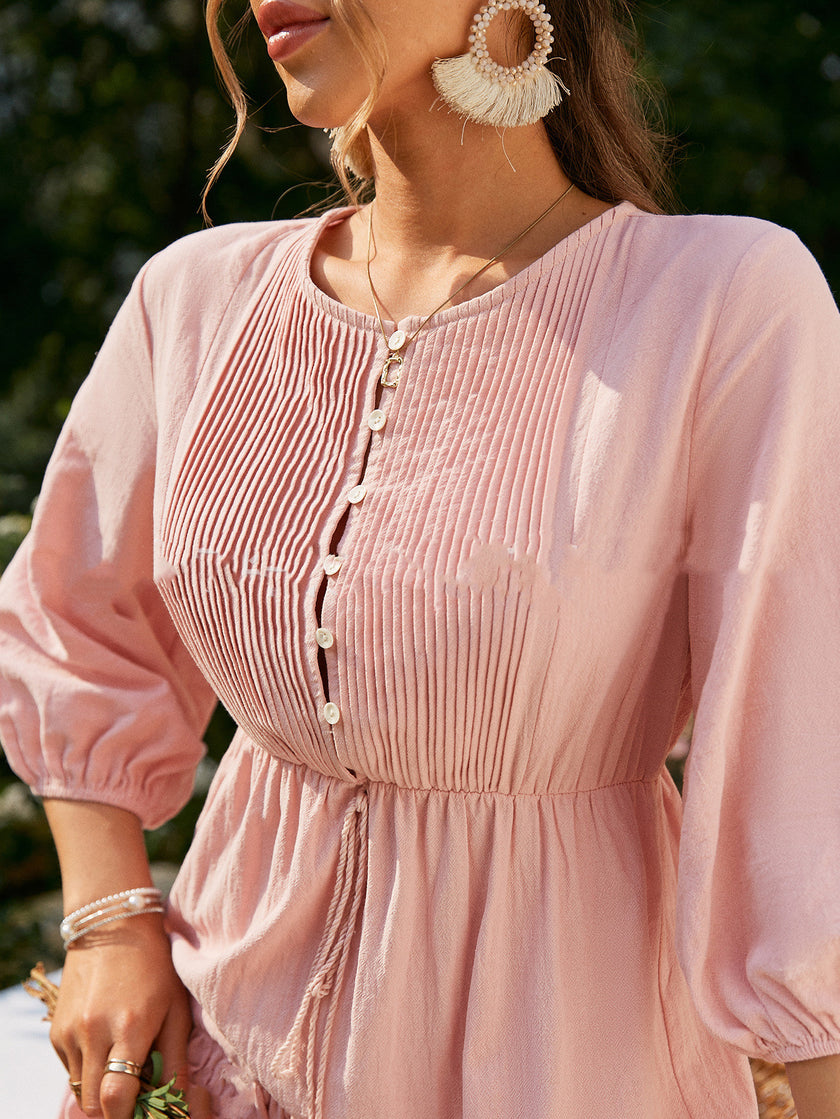 Mid Waist Chiffon Solid Color Cotton Short Skirt