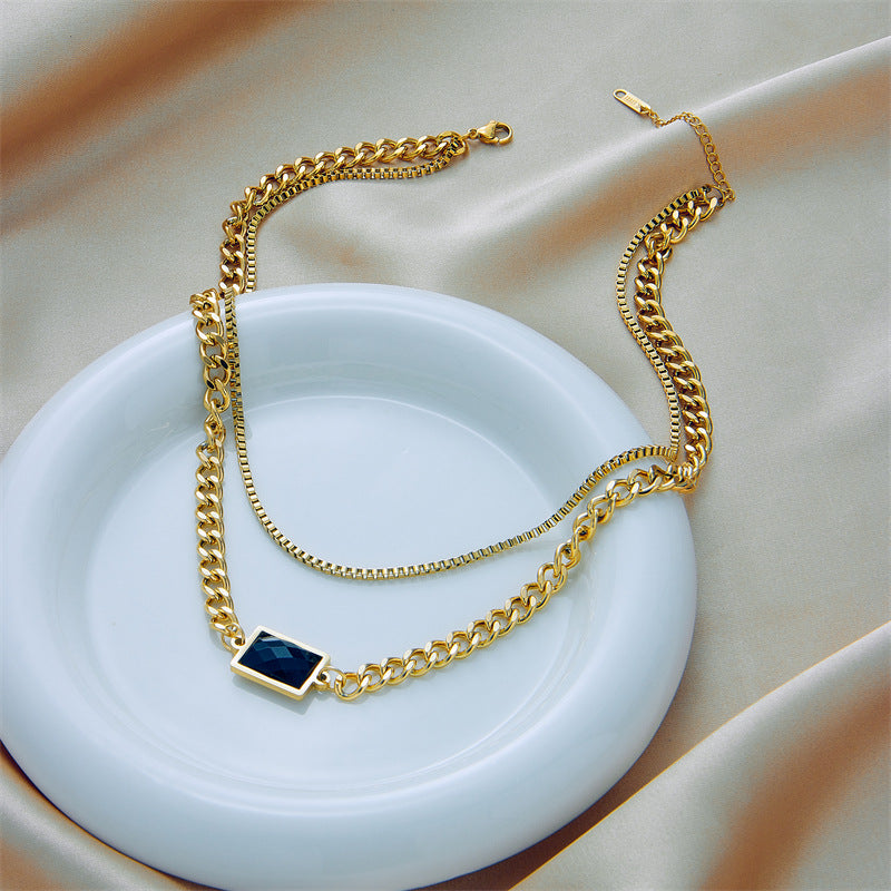 Double Titanium Steel Chain Necklace