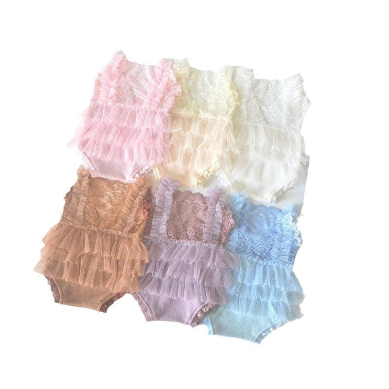 Lace Pleated Jumpsuit Newborn Baby Photography Suit