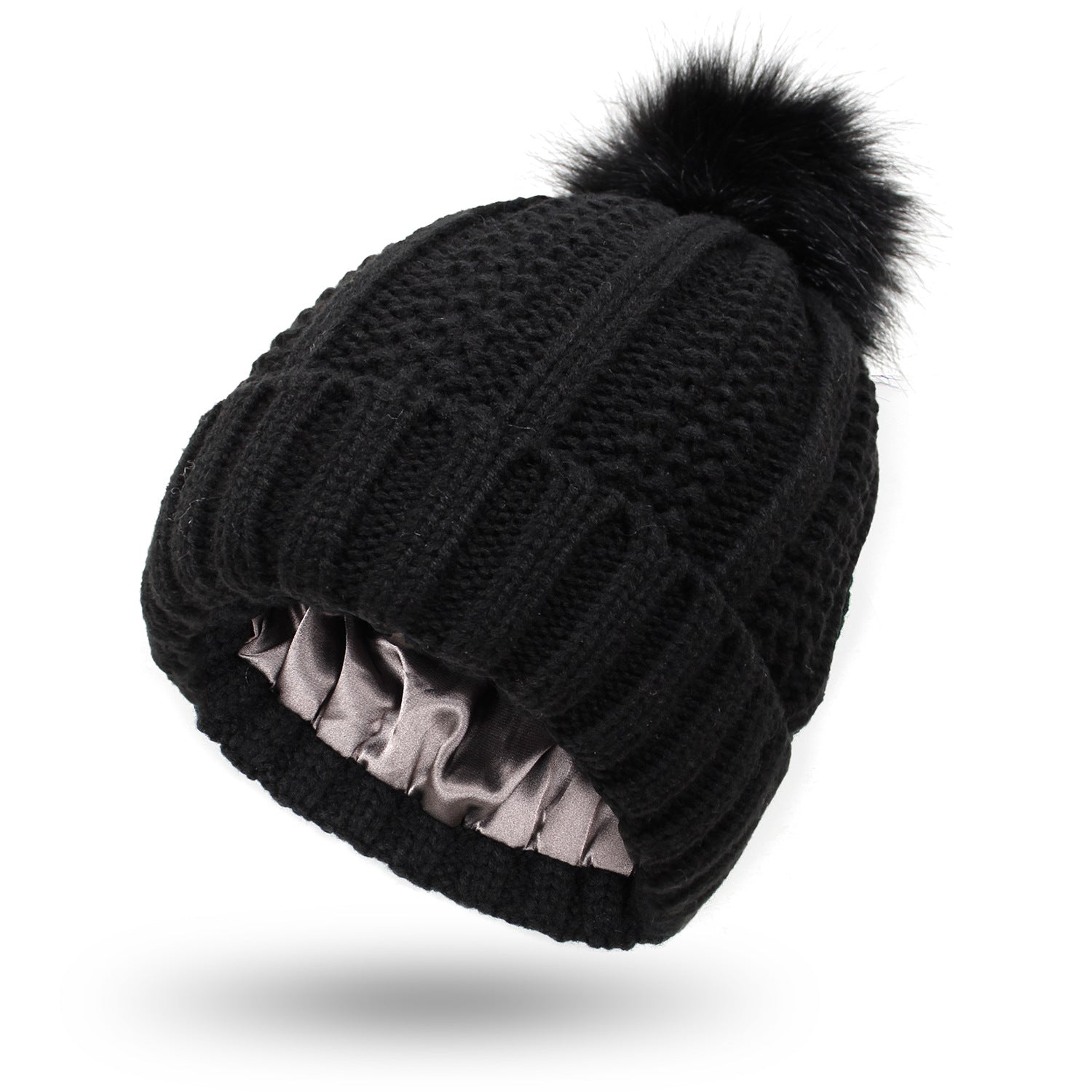 Fashion Stretchy Satin Lined Skull Knit Hats Beanie Hat For Women
