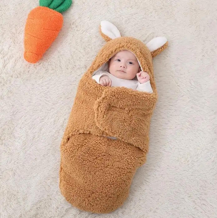 Super Soft Baby Sleeping Bag Fluffy Fleece Newborn Blanket Swaddle Blankets, Unisex Baby Wrap For Newborn Baby