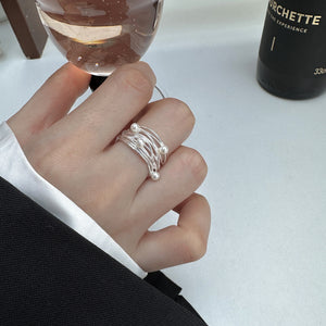 Mori Style In S925 Sterling Silver Multi-layer Winding Pearl Ring