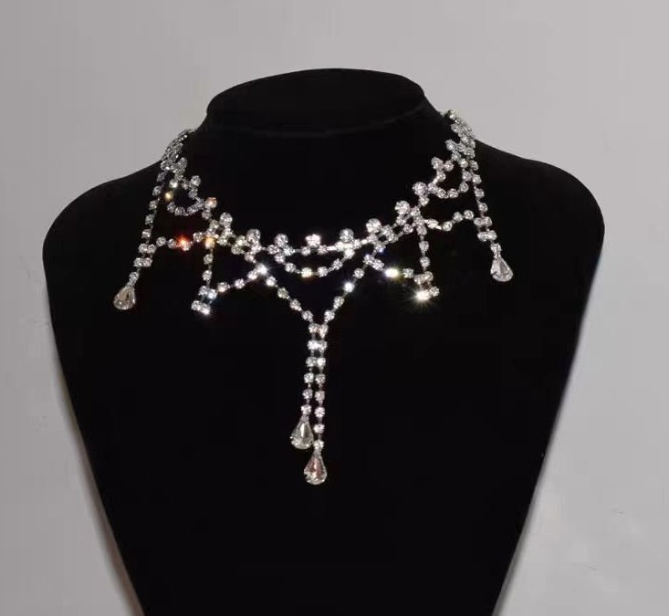 2025 New High End Design Full Diamond Water Diamond Necklace