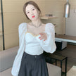 French Heart Machine Off-shoulder Chain Square Collar Top