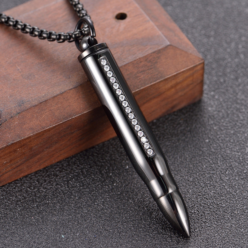 Ornament Diamond Bullet Pendant Stainless Steel Perfume Bottle Can Be Unscrewed