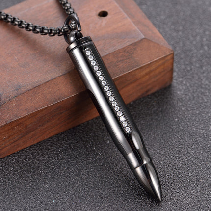 Ornament Diamond Bullet Pendant Stainless Steel Perfume Bottle Can Be Unscrewed