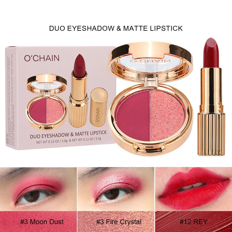 Pearlescent Double-color Eye Shadow Matte Lipstick Does Not Fade Nonstick Cup