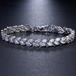 Korean Fashion Leaf Bridal Wedding Set Accessories Zircon Necklace Earrings Ring Bracelet Four-Piece Set
