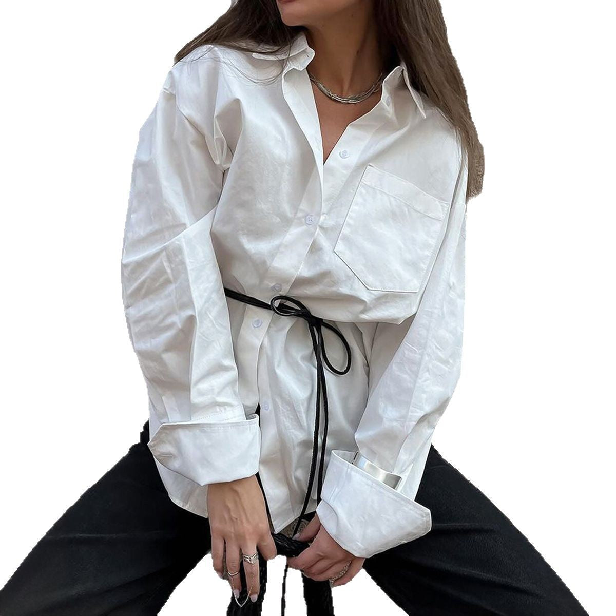 Commuter Cardigan White Shirt Top Women