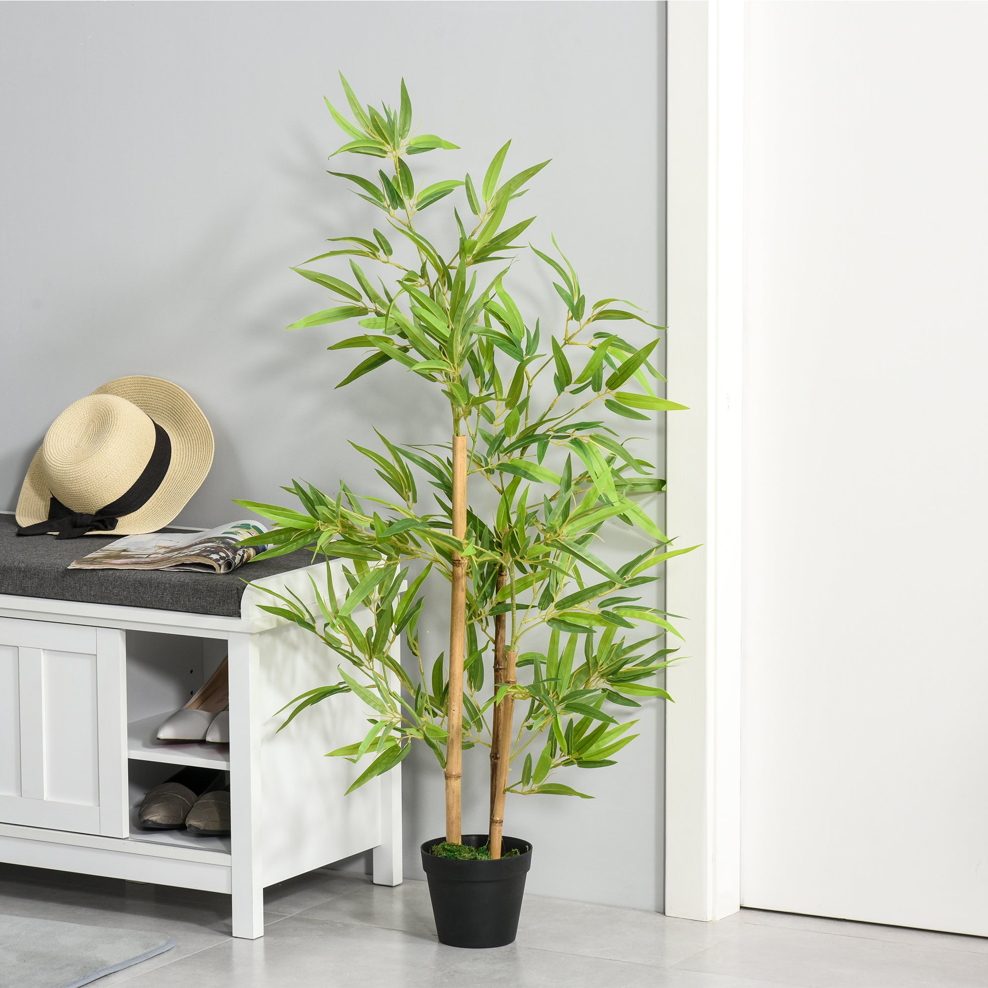 Artificial Ficus Tree, With Weighted Plant Pot - Green