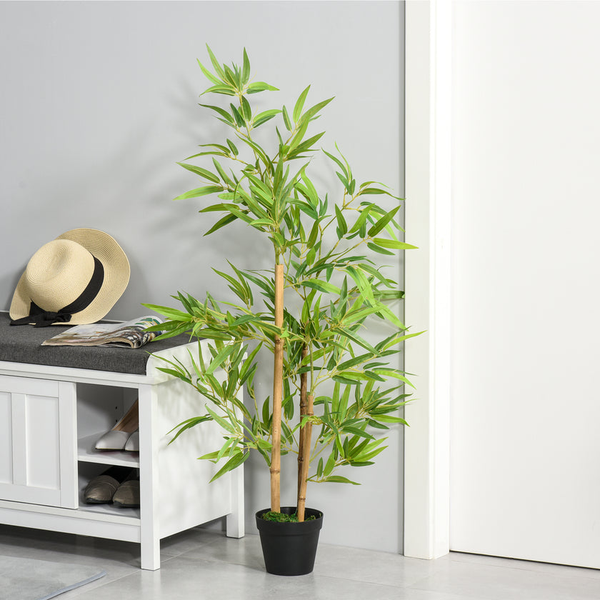 Artificial Ficus Tree, With Weighted Plant Pot - Green