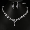 Korean Fashion Leaf Bridal Wedding Set Accessories Zircon Necklace Earrings Ring Bracelet Four-Piece Set