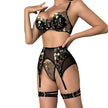 Three-piece Summer New Embroidered Flower Vine Fashion Underwear Set