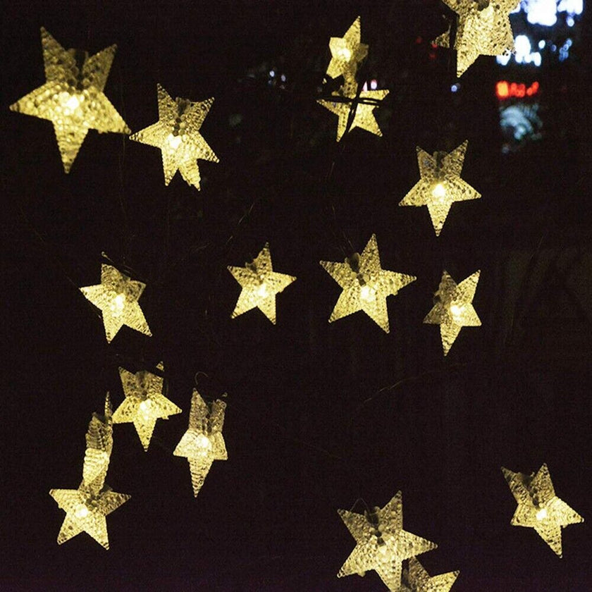 Solar Powered Star Fairy String LED Lights Waterproof Xmas Garden Outdoor Decor
