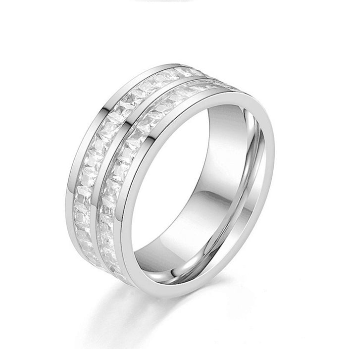 Fashion Rhinestones Rings Women Stainless Steel Ring