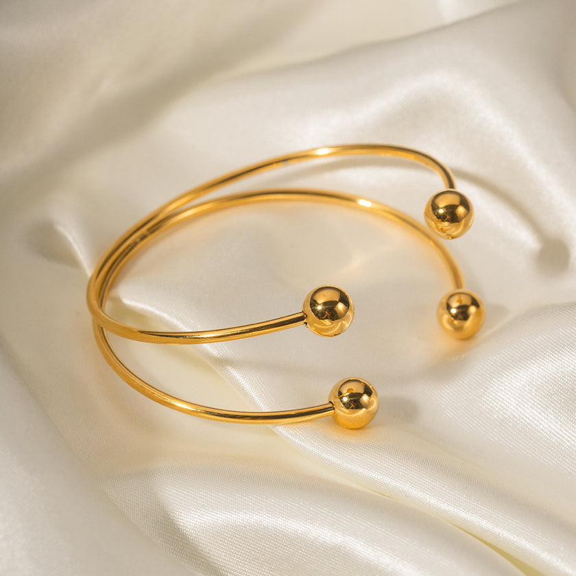 18K Gold Stainless Steel Classic Ball Bracelet