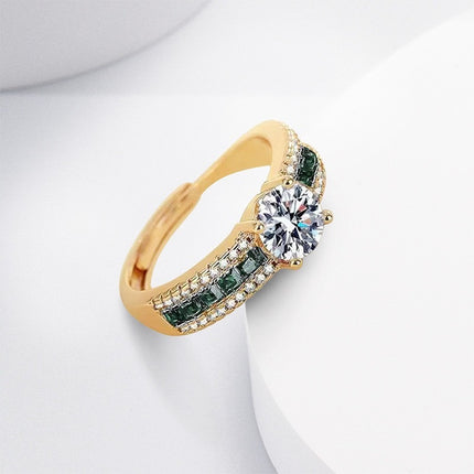 Zircon Micro-inlaid Starry Ring Champagne Gold Diamond Ring For Women