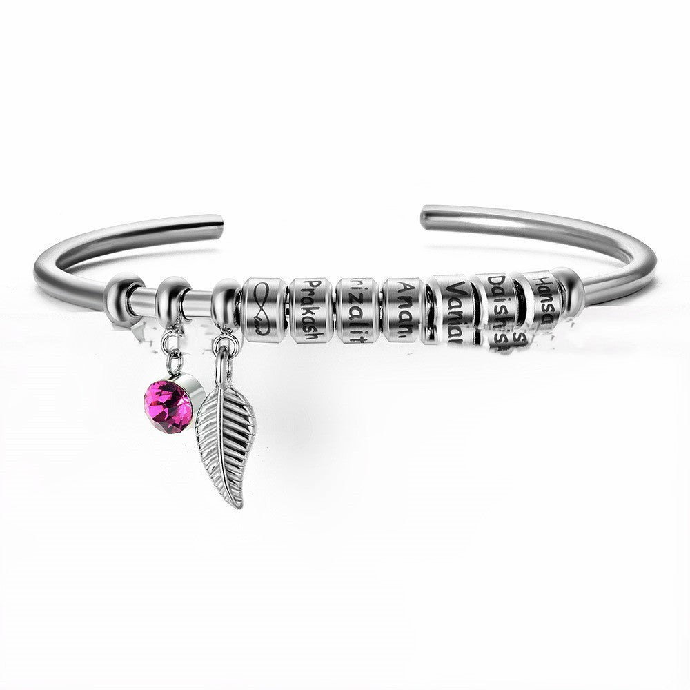 Carving Family Name Bracelet Stainless Steel