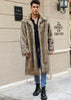 Yellow Lapel Imitation Fox Fur Men's Long Coat
