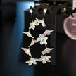 Women's Exaggerated Tassel White Flower Long Earrings