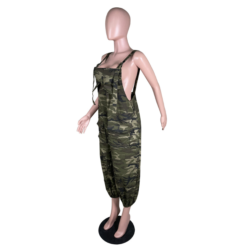 Camouflage Casual Work Clothes Loose Sling Jumpsuit