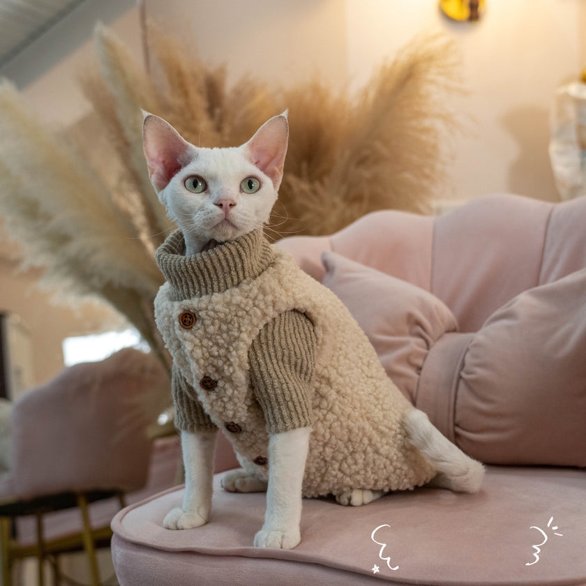 Super Cute Plush Cat Clothes Lambswool Buckle Vest