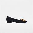Women's Shoes Black High Heels Flower Suede