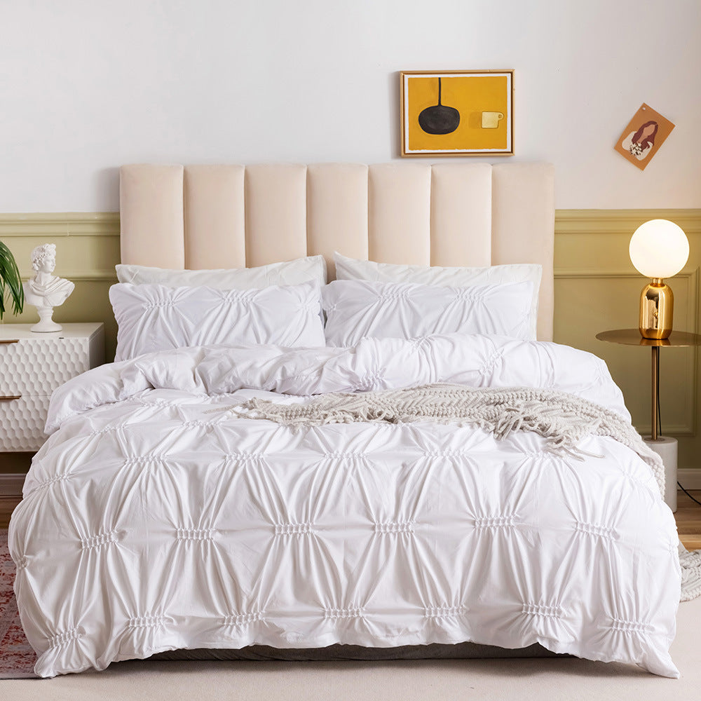 Craftsmanship Plain Solid Color Quilt Cover Pillowcase Bedding