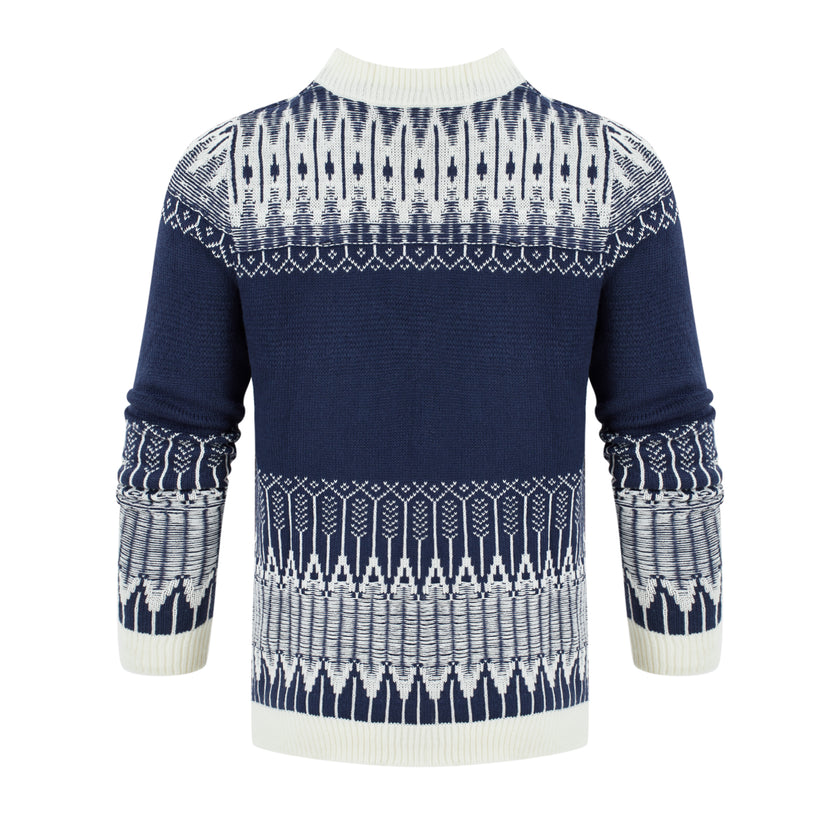 Men's Crewneck Pullover Sweater Unisex Fair Isle Long Sleeve Knitted Sweater
