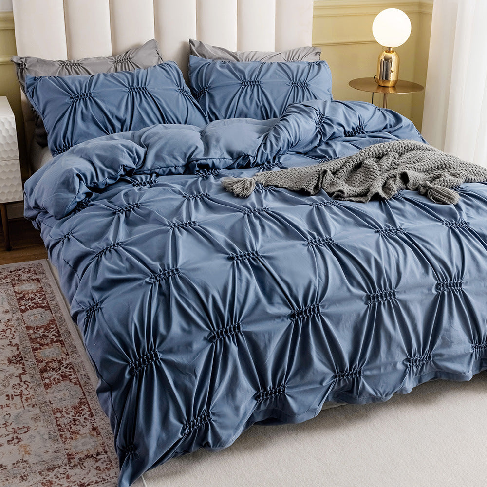 Craftsmanship Plain Solid Color Quilt Cover Pillowcase Bedding