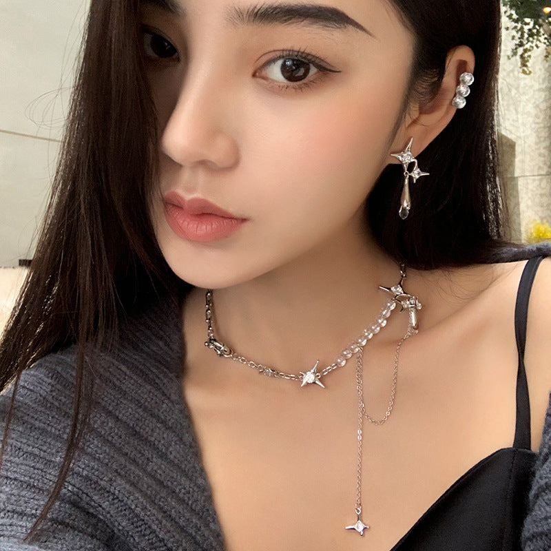 Diamond Star Awn Water Drop Pendant Clavicle Necklace Fashion