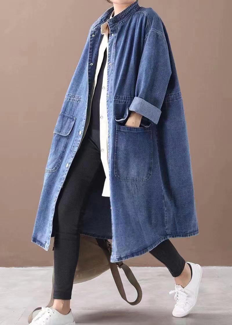 Fashionable Versatile Slimming Denim Shirt Dress Elegant Hong Kong Style Vintage Single-breasted Coat