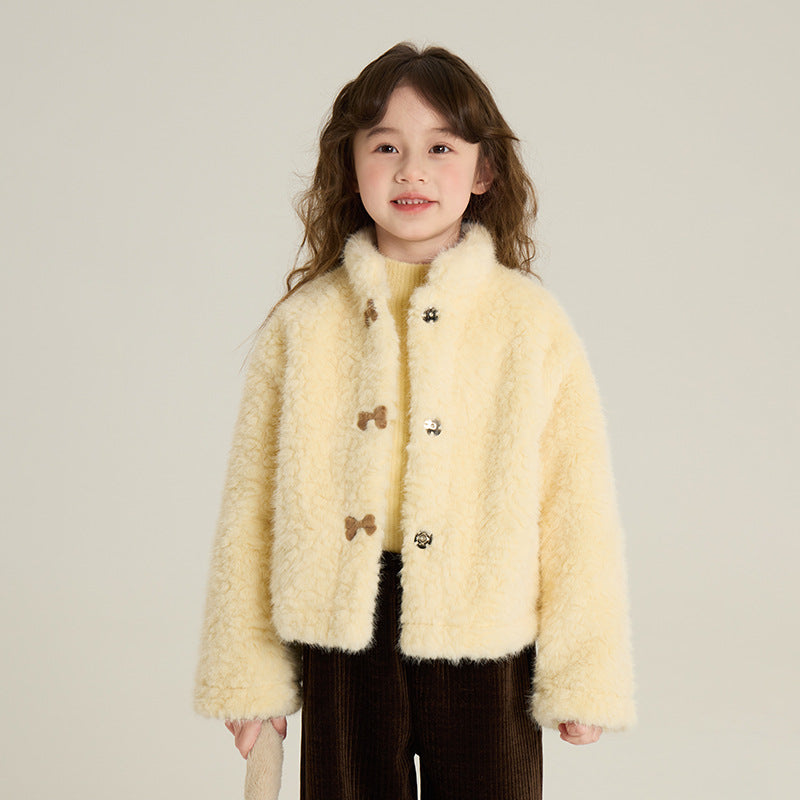 Furry Coat Children Single-layer Fleece-lined Warm-keeping Cotton Clothing