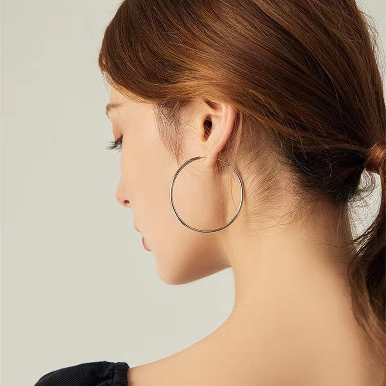 S925 Sterling Silver Big Circle Earrings Women