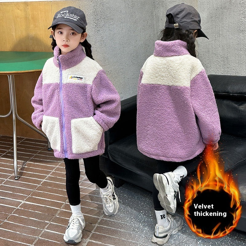 Coat Fashion Casual Girl Boy Thickened Medium And Small Children Winter Coat