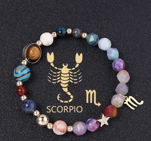 Twelve Constellation Constellation Bracelet Natural Stone Cut Color