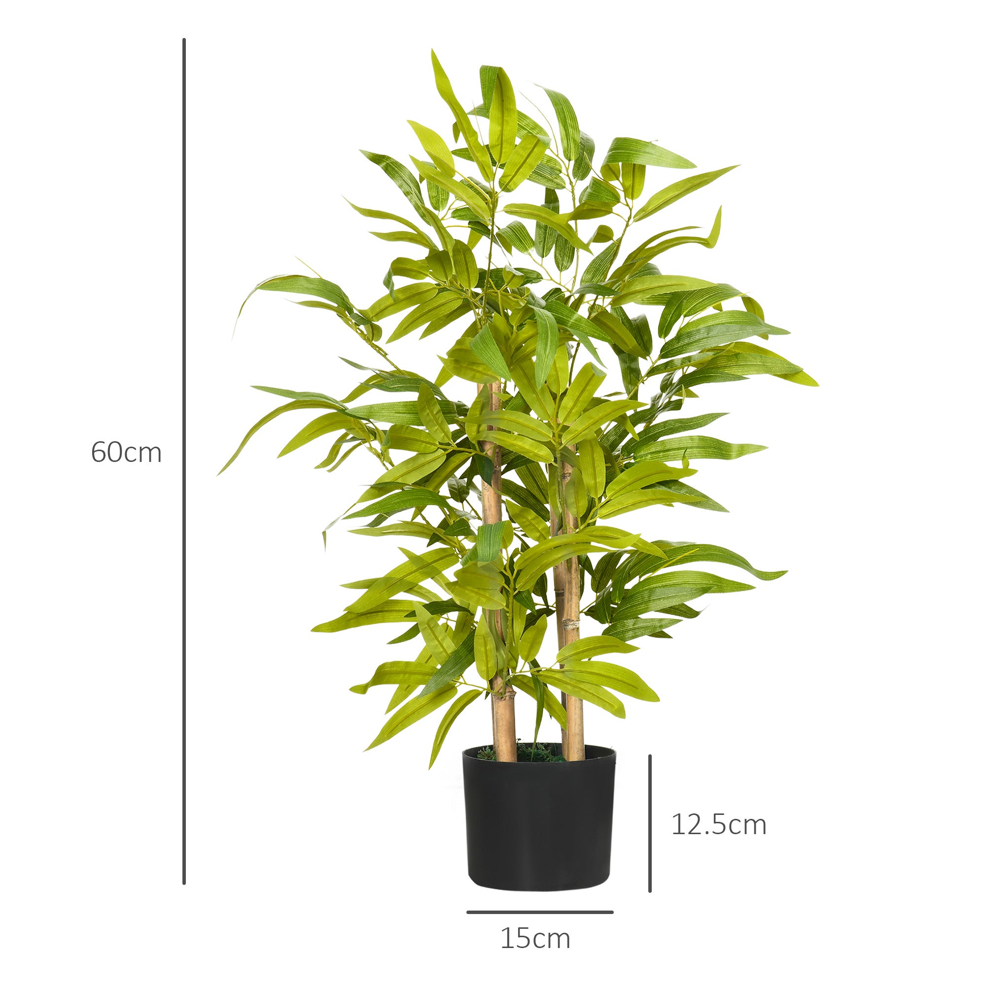 2 PCs Artificial Plants Bamboo Tree In Pot Desk Fake Plants For Home Indoor Outdoor Decor, 15x15x60cm, Green