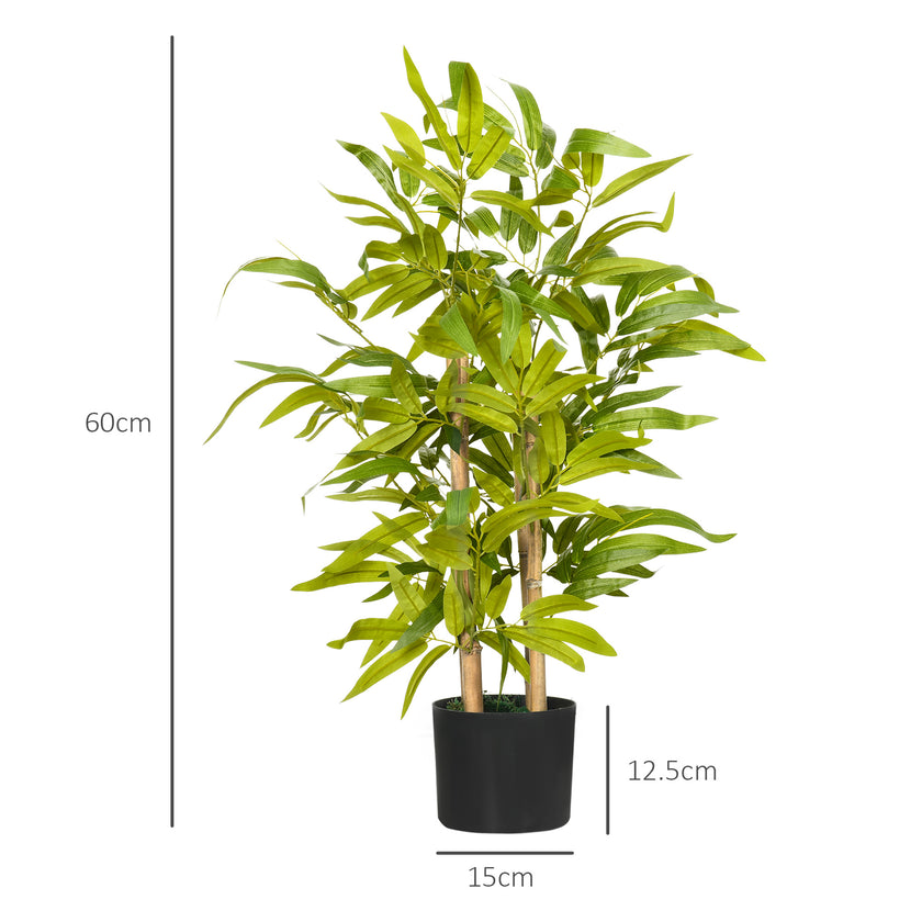 2 PCs Artificial Plants Bamboo Tree In Pot Desk Fake Plants For Home Indoor Outdoor Decor, 15x15x60cm, Green