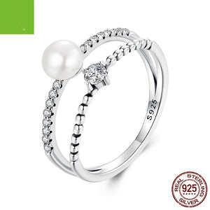 Silver Ziyun Original Design Double Layer Natural Freshwater Pearl Ring S925 Sterling Silver Stacked Entry Lux Elegant Ring Shank